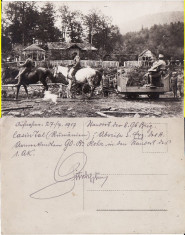 Casin (Bacau) - tren cu cai, drezina, militara WWI, WK1- f. rara foto