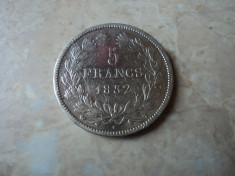 M. 5 francs / franci 1832 T Franta, argint foto