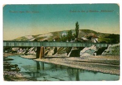 1055 - SLANIC MOLDOVA, Bacau, bridge from Monastery Raducanu - old PC used 1924 foto