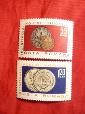 Serie Centenarul Monedei Nationale 1967 Romania , 2 val. foto