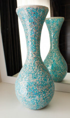 Vaza decorativa sticla pisata decoratiune lux glastra flori obiect casa = LIVRARE GRATUITA foto