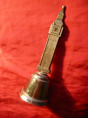 Clopot vechi bronz cu ornament Big Ben Westminster , Anglia , H= 14,5 cm foto