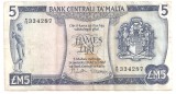 MALTA 5 LIRE 1967 (1973) F