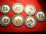 Set 7 Farfurioare ornamentale ,de perete ,D= 10 cm ,D.majolica = 6,8 cm