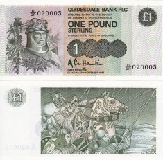 SCOTIA 1 pound 1987 Clydesdale Bank UNC!!! foto