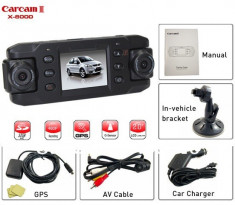 Camera auto CARCAM III X8000 Camera auto dubla GPS Camera video auto X8000 camera auto video x8000 + CARD MICRO SD 32 GB. MOTTO: CALITATE NU CANTITATE foto