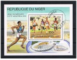 NIGER 1976 SPORT , JOCURILE OLIMPICE MONTREAL COLITA STAMPILATA, Stampilat