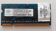 Memorie RAM laptop Nanya 512MB DDR2 667MHZ SODIMM PC2-5300S-555-12-A2 foto