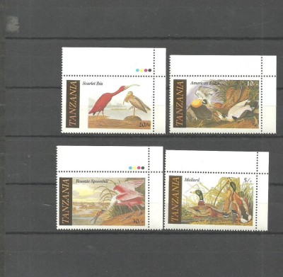 TANZANIA 1986 - PASARI ACVATICE, serie nestampilata, B26 foto