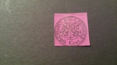 Italia statul papal 1867 val. de 20 C nestampilata nedantelata foto
