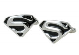 Butoni Superman argintii cu negru + ambalaj cadou, Inox