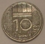 G7. OLANDA 10 CENTS CENTI 1994, 1.5 g., Nickel, 15 mm, Beatrix **, Europa