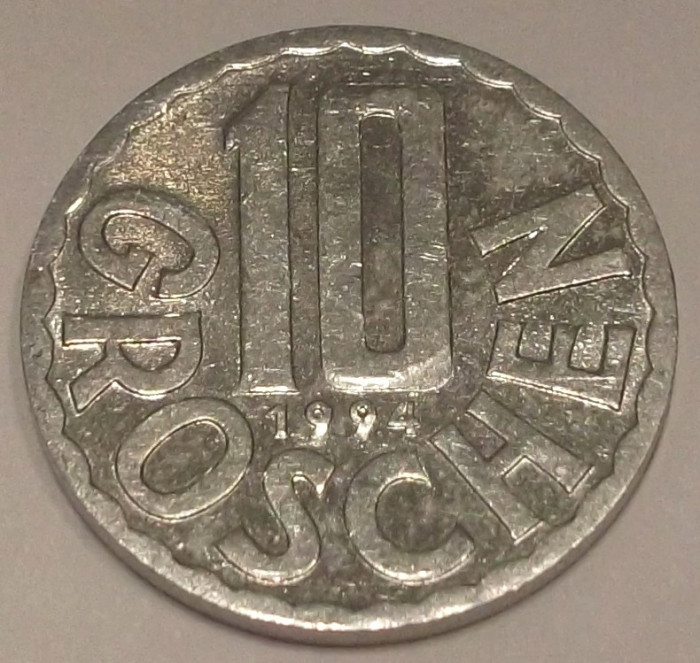 G7. AUSTRIA 10 GROSCHEN 1994, 1.10 g., Aluminum, 20 mm **