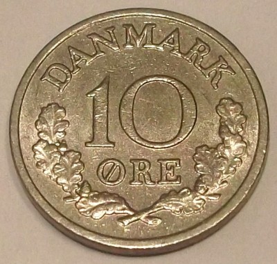 G7. DANEMARCA 10 ORE 1971, 3 g., Copper-Nickel, 18 mm, Frederik IX ** foto
