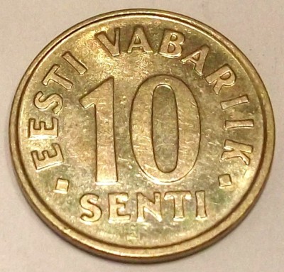 G7. ESTONIA 10 SENTI 1998, 1.85 g., Aluminum-Bronze, 17.1 mm XF / AUNC ** foto