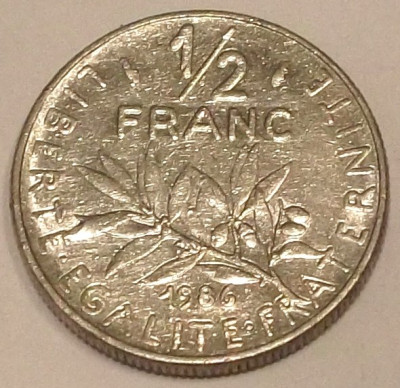 G7. FRANTA 1/2 FRANC 1986, 4.50 g., Nickel, 19.5 mm ** foto