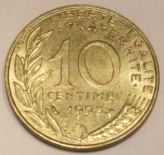 G7. FRANTA 10 CENTIMES 1998, 3 g., Aluminum-Bronze, 20 mm AUNC ** foto