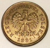 G7. POLONIA 5 GROSZY 1991, 2.59 g., Brass, 19.5 mm, XF **, Europa