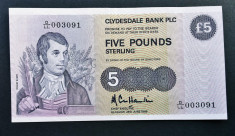 Scotia 5 Pounds Clydesdale Bank 1989 P#212d foto