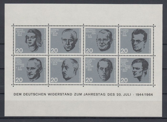 GERMANIA 1964 GERMANI DIN REZISTENTA COLITA NESTAMPILATA