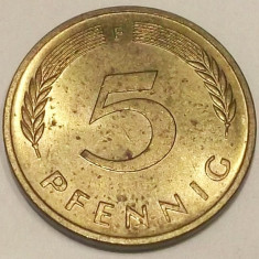 G7. GERMANIA RFG 5 PFENNIG 1990 F, 3 g., Brass Clad Steel, 18.5 mm XF / AUNC **