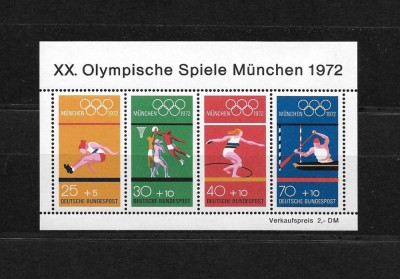 GERMANIA 1972 OLIMPIADA , J.O. MUNCHEN COLITA NESTAMPILATA foto