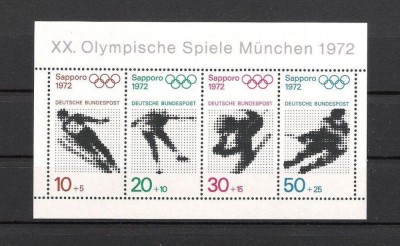 GERMANIA 1971 J.O. MUNCHEN , SAPPORO 1972 COLITA NESTAMPILATA foto