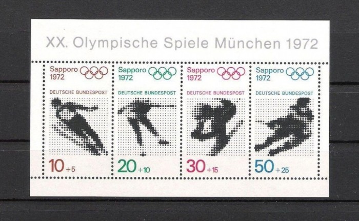 GERMANIA 1971 J.O. MUNCHEN , SAPPORO 1972 COLITA NESTAMPILATA