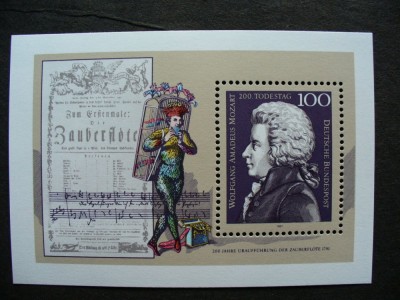 GERMANIA 1991 ANIVERSARE MOZART COLITA NESTAMPILATA foto