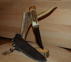 Cutit vanatoare/ bushcraft corn de cerb lama Polar Carbon 95 foto