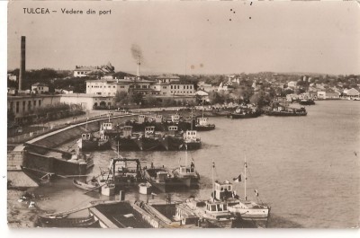 CPI (B4582) TULCEA. VEDERE DIN PORT, EDITURA MERIDIANE, CIRCULATA, 18.7.1964, STAMPILA, BARCA, BARCI, AMBARCATIUNI, RPR foto