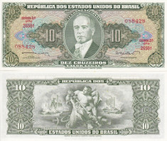 BRAZILIA 10 cruzeiros 1962 AUNC+/UNC!!! foto