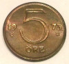 G7. SUEDIA 5 ORE 1973, 2.70 g., Bronze, 18 mm, Gustaf VI, XF / AUNC **, Europa