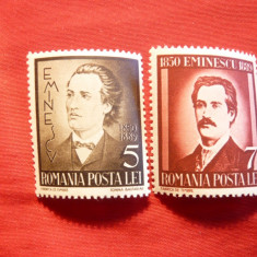 Serie Mihai Eminescu -La 50 Ani de la moarte 1939 Romania , 2 val.