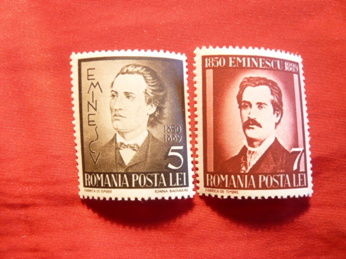 Serie Mihai Eminescu -La 50 Ani de la moarte 1939 Romania , 2 val.