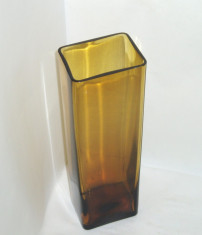 Vaza cristal colorat, topaz, suflata manual in mulaj (mould-blown) - design Paul Kedelv pentru Reijmyre Glasbruk Suedia (3 + 1 GRATIS!) foto