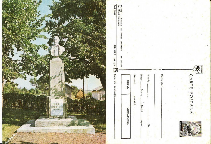 Statuia Eminescu - Ipotesti (Botosani) -RSR