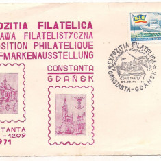 % carton filatelic-- Expozitie filatelica a oraselor porturi CONSTANTA-GDANSSK 1971