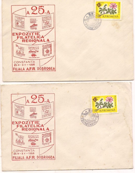 % plic-(omagial)--A-25 a Expozitie filatelica -- Constanta 1966