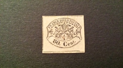 Italia statul papal 1867 nedantelat val. de 80 C foto