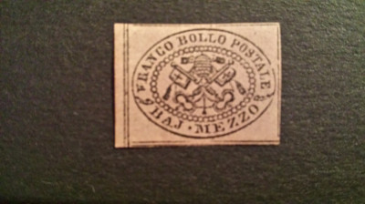 Italia statul papal 1852 nedantelat val. de 1/2 BAJ foto