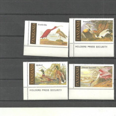 TANZANIA 1986 - PASARI ACVATICE, serie nestampilata, B27