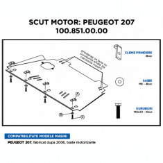 Scut motor metalic Peugeot 207 foto