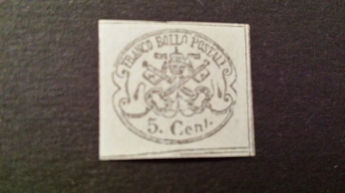 Italia statul papal 1867 nedantelat val. de 5 C