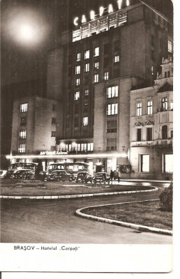 CPI (B4615) BRASOV. HOTELUL CARPATI, EDITURA MERIDIANE, CIRCULATA, 16.7.1962, STAMPILA, RPR foto