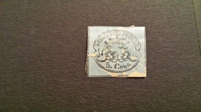 Italia statul papal 1867 nedantelat val. de 5 C foto