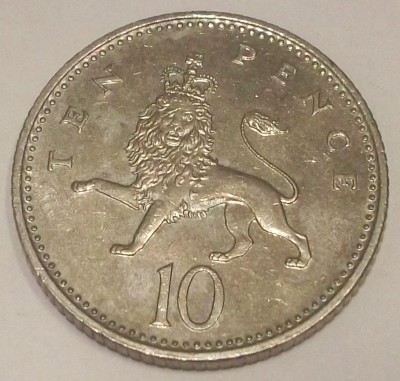 G7. ANGLIA / MAREA BRITANIE 10 PENCE 1992, 6.50 g, 24.5 mm, Elizabeth II, XF ** foto