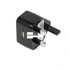 Adaptor priza UK USB COMPATIBIL CU ORICE CABLU USB DE LA ASUS ALCATEL ZTE ALLVIEW TOSHIBA BENQ YEZZ VERTU ORANGE VODAFONE ETC foto