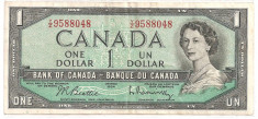 Canada 1 Dollar Dolar 1954(1961-72) VF foto