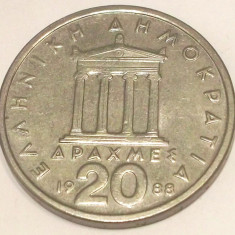 G7. GRECIA 20 DRACHMES DRAHME 1988 Copper-Nickel, 28. 8 mm, Pericles, XF **